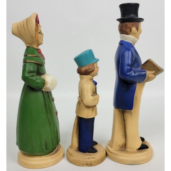 Vtg 3 Pc Paper Mache Composite Victorian Christmas Carolers Fine A Quality Japan - Picture 5 of 9